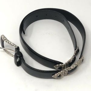 Fossil Women's Medium Belt Black Leather Concho